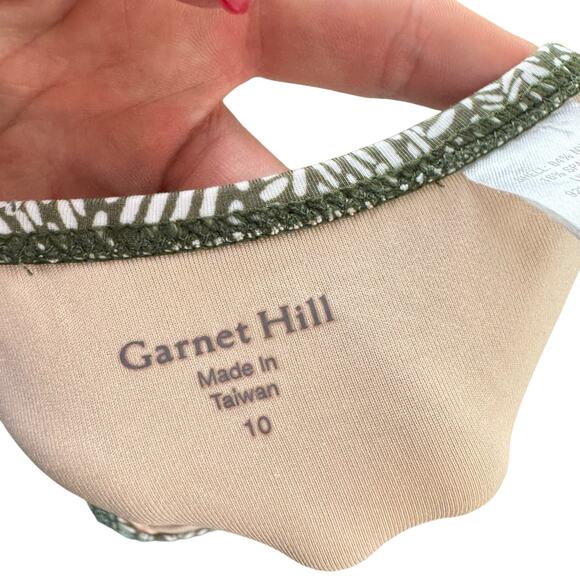 Garnet Hill Green White Geometrical Padded One Piece Swimsuit - Picture 9 of 10